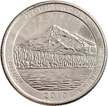 25 центов (1/4 доллара, квотер) 2010 США «Национальный парк Маунт-Худ» (D) (5-й парк)