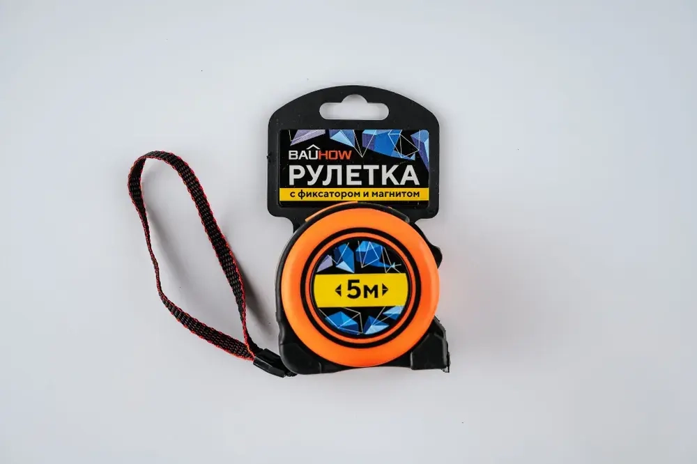 Рулетка BAUHOW 5мx25мм с фиксатором и магнитом