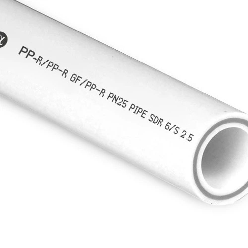 Труба PPR стекловолокно  20х3,4, PN25 2000мм белый, РТП (14152)   НЕГАБАРИТ