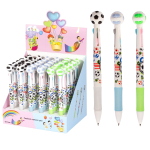 Ручка шариковая Alingar "Мяч", 0,7 мм, 3-х цветная (син., черн., красн.), автоматическая, резиновый грип, пластикоый цветной корпус, карт. уп.