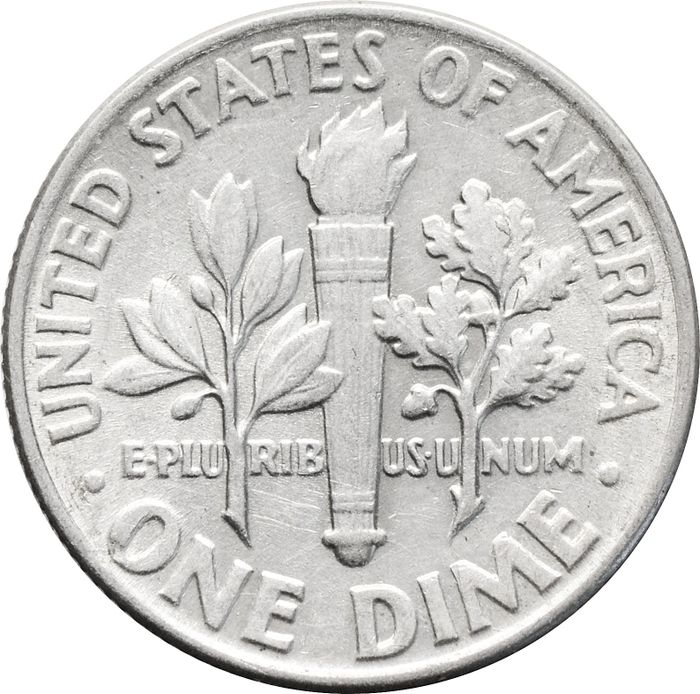 1 дайм (10 центов) 1962 США "Silver Roosevelt Dime"