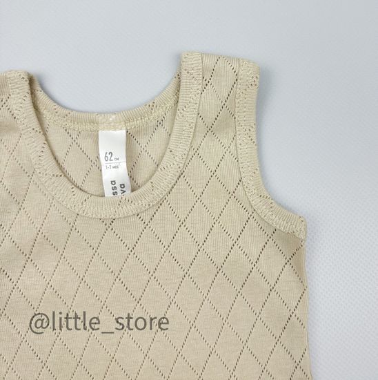 Боди ажурное без рукавов, Бежевое