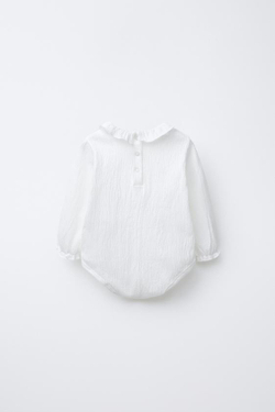 ZARA БОДИ С ТЕКСТУРНЫМ УЗОРОМ, ЖЕЛТОВАТО-БЕЛЫЙ