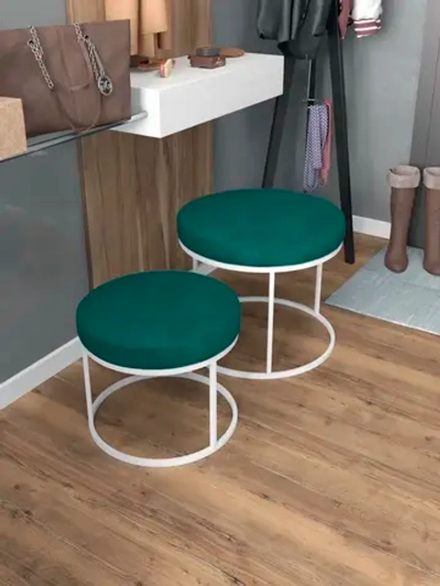 Комплект круглых банкеток - БЗЕЛ - зеленое на белом