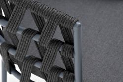 "Диего" стул плетеный из роупа, каркас из стали серый (RAL7022) муар, роуп темно-серый круглый, ткань темно-серая 027