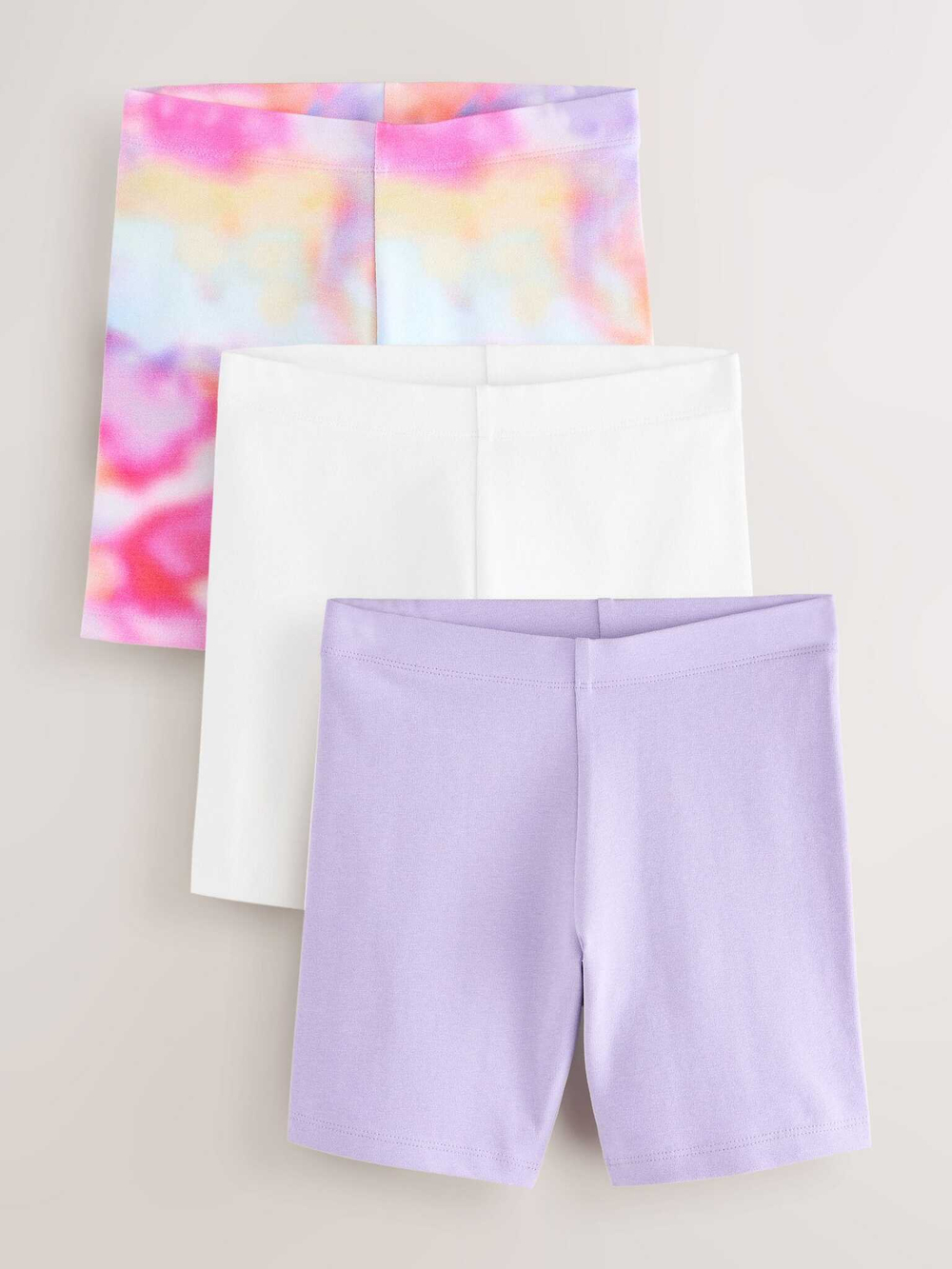 Шорты-велосипедки для девочки Next AH9-732, 3 шт., Розовый, Сиреневый, Белый