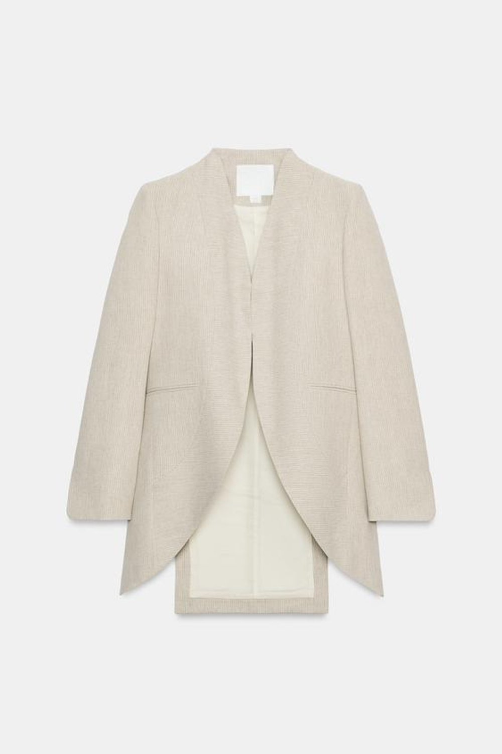 ZARA ДЛИННЫЙ БЛЕЙЗЕР В ПОЛОСКУ — ZW COLLECTION, ПЕСОЧНЫЙ МЕЛАНЖ