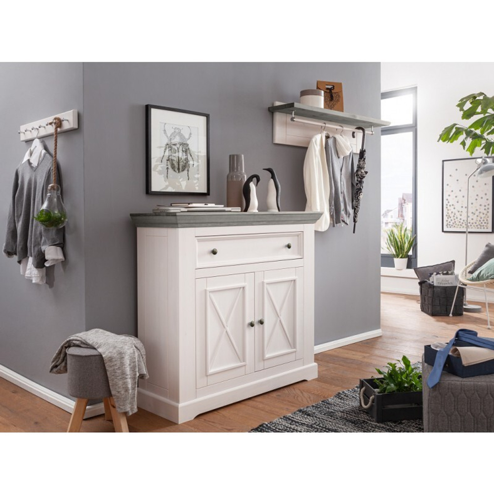 Комод «Форест» 2 двери 1 ящик белый воск/антрацит