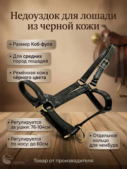 Недоуздок для лошади из черной кожи
