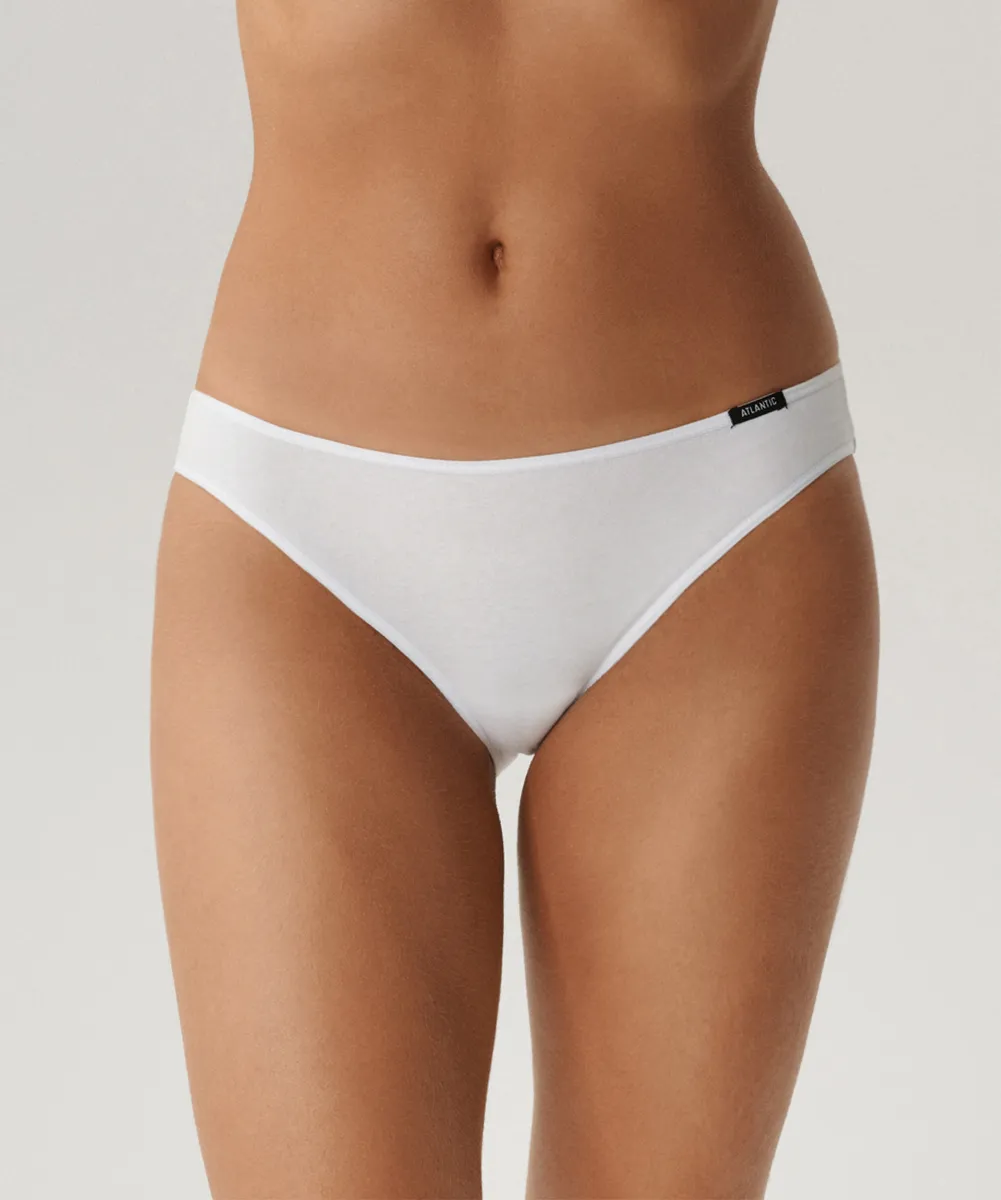 Женские трусы слипы спорт Atlantic, набор 3 шт., хлопок, белые, Basic 3BLP-580