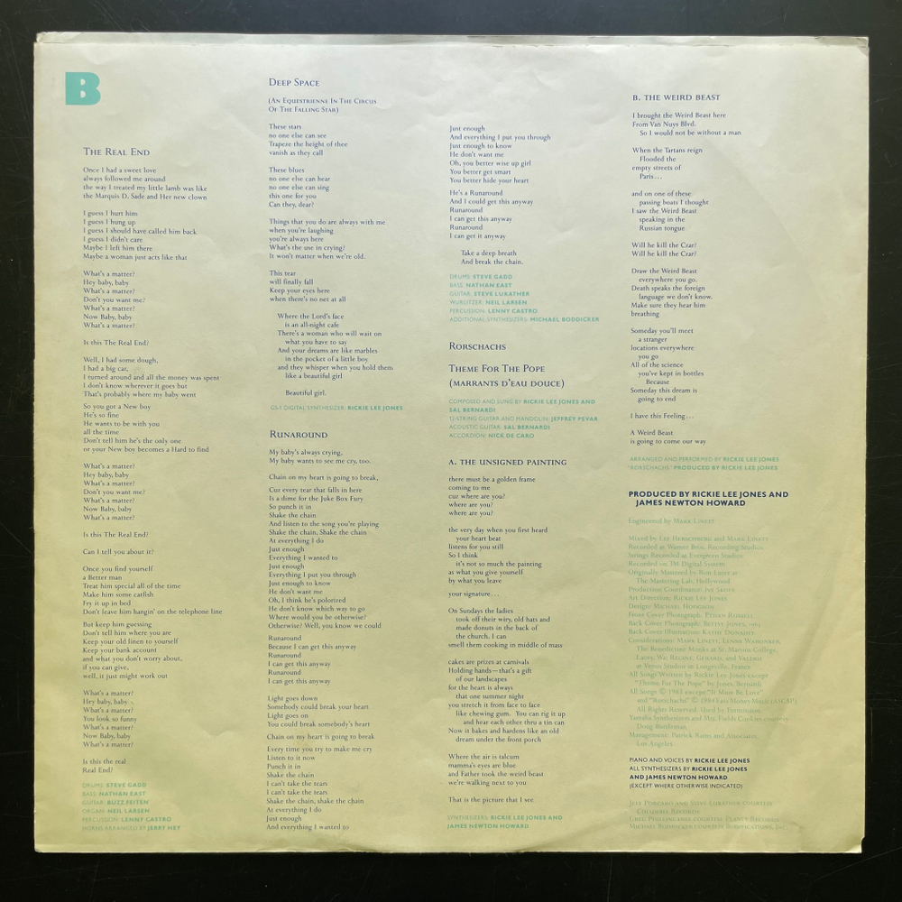 Rickie Lee Jones ‎– The Magazine (США 1984г.)