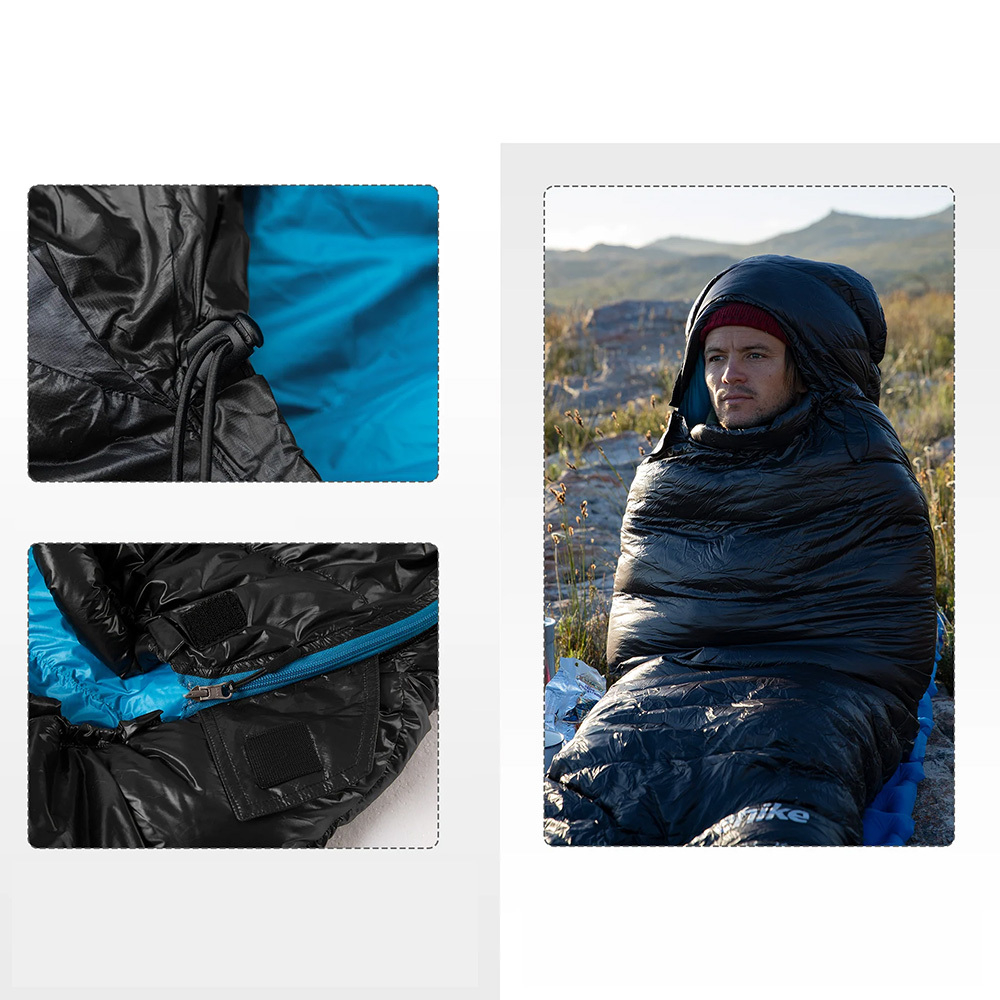 Спальный мешок Naturehike CW400 NH18C400-D с утиным пухом, размер M, артикул NH18C400-D, цвет Черный