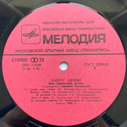 Винтажная виниловая пластинка LP ВИА Здравствуй, Песня Вокруг Любви (СССР 1981) Московский Опытный Завод