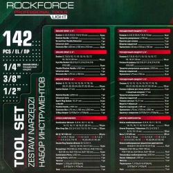 Набор инструментов 142пр. 1/4'', 3/8'', 1/2''(6гр.) RockFORCE LIGHT RF LIGHT-41421-5A