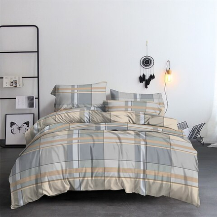 Комплект постельного белья Евро БЯЗЬ "Клетка ЕМ" (нав. 50х70 или 70х70)