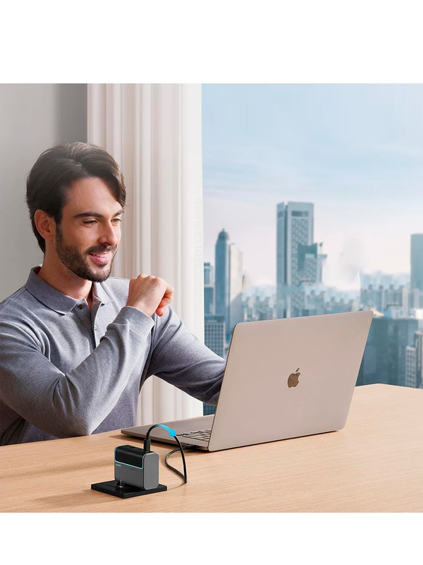 Быстрое зарядное устройство CUKTECH Gan 100W с кабелем USB C, 3-портовый PD, AD1003EU Gray