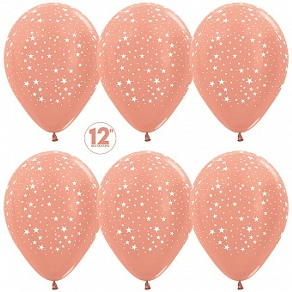 S 12'' Звезды Розовое золото (568) металлик 30 см.