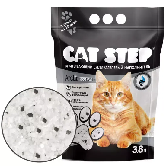 Cat Step Black & White впитывающий наполнитель силикагель 3.8