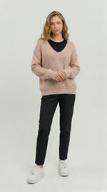 Джемпер женский V-образный Т134-08 бежевый