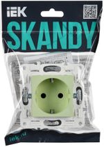 SKANDY Розетка с заземлением с защитными шторками 16А безвинтовое крепление SK-R06G мятный IEK