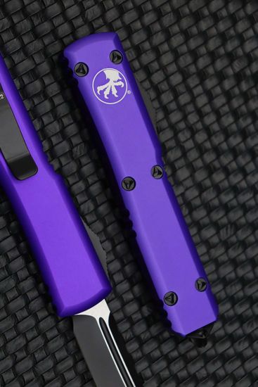 Microtech Ultratech T/E - нож автомат., фиолет., алюм. рук-ть, черн. клинок