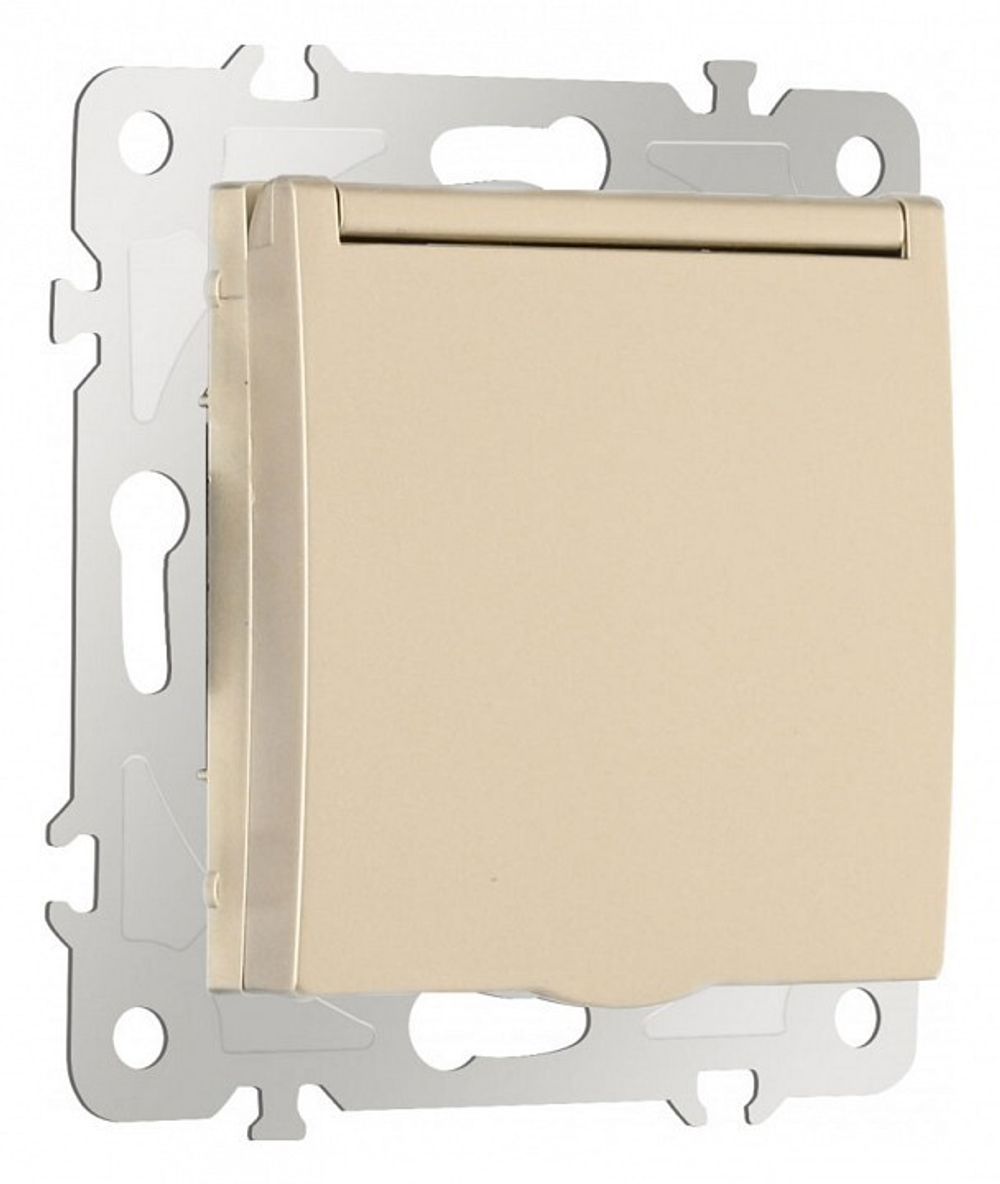 Розетка влагозащищенная с заземлением и со шторкой с крышкой Arte Milano am-206 206.41-1.shampan