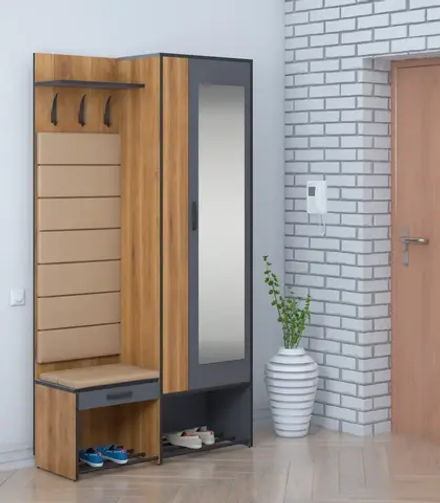 Прихожая Ивару Ольга Лофт 4, Дуб крафт золотой/Темно-серый