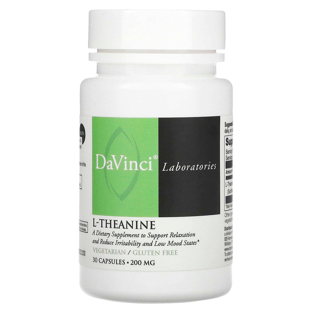 DaVinci Laboratories, L-теанин, 200 мг, 30 капсул