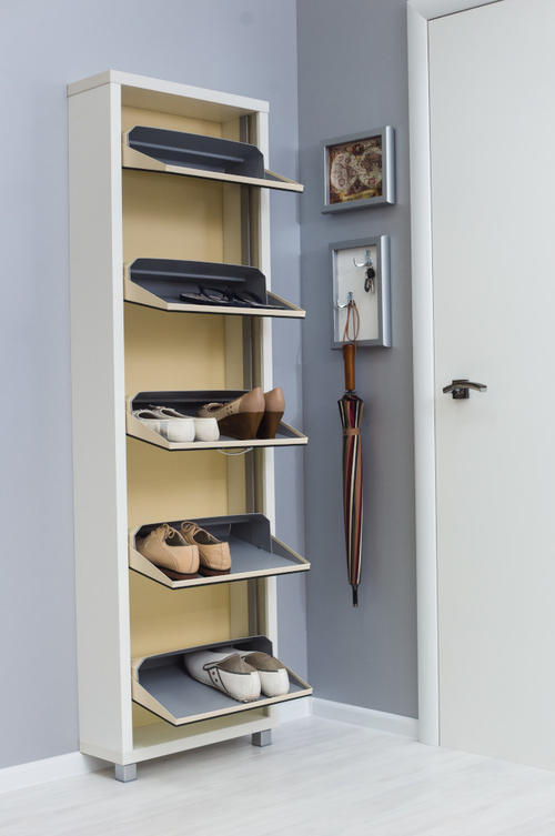 Обувница в прихожую с зеркалом для обуви Люкс 5 белая