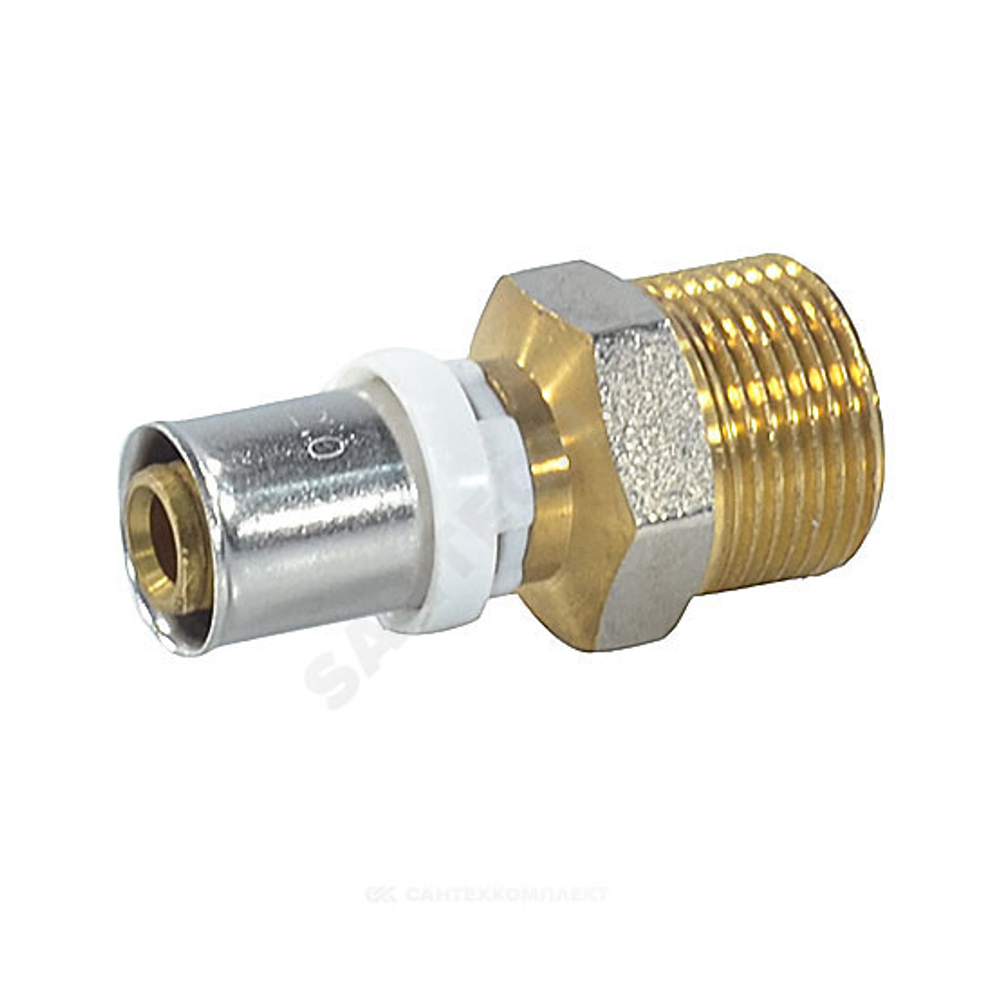 Муфта МП латунь никель пресс Дн 26х3/4" НР ГОСТ 32415-2013 8001 Aquasfera 8001-05