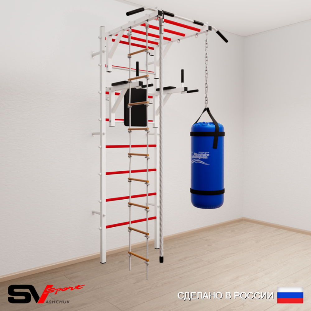 Шведская стенка Sv Sport 5453 (Турник рукоход/Брусья/Канат/Лестница/Цепь/Мешок 30кг)