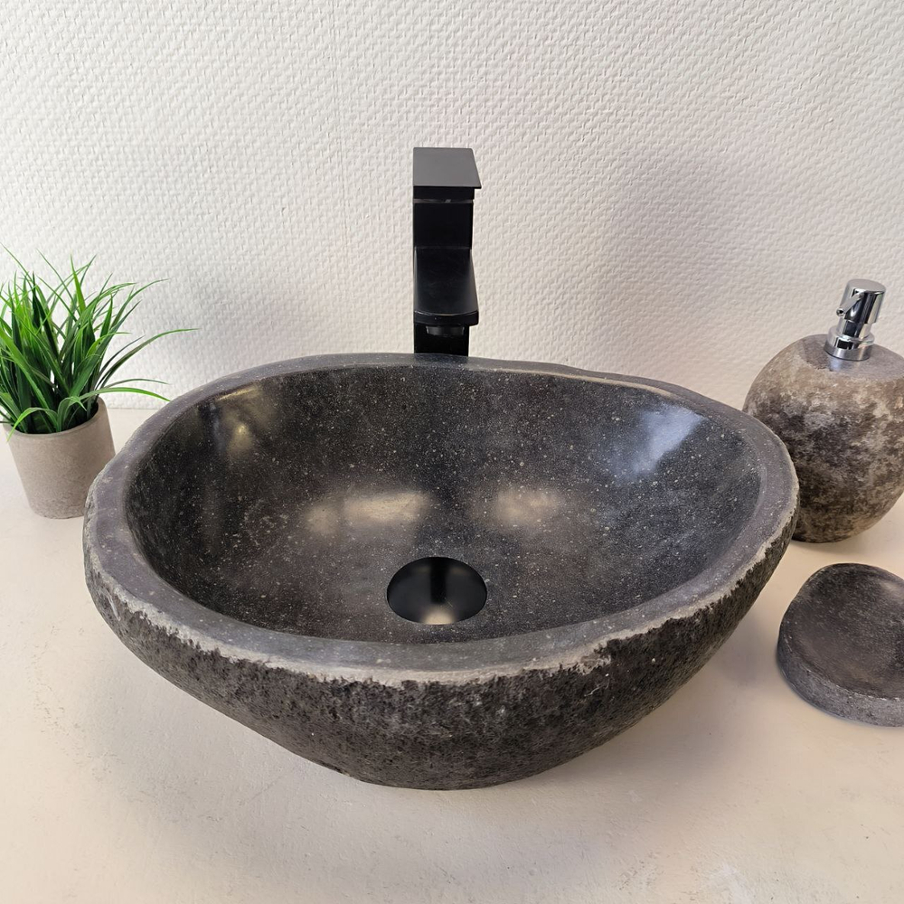 Раковина из речного камня RS-66029 43х33х15 из натурального камня