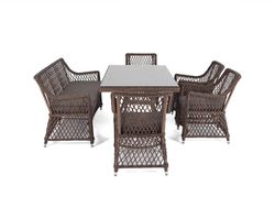 "Катания" обеденная группа плетеная на 6 персон, цвет коричневый