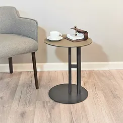 Стол журнальный 4488, Ø43х47 см, металл, экокожа