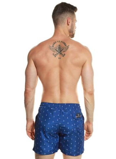 Мужские пляжные шорты +size с принтом в виде парусников (Размер: XXXL) (Цвет: синий)