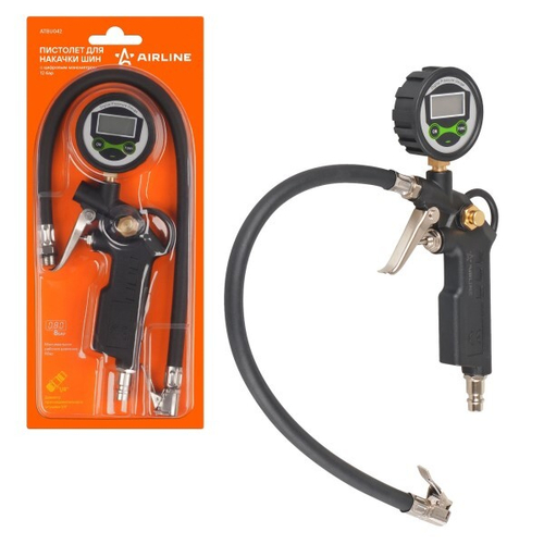 Пистолет для подкачки шин с цифровым манометром  12 Атм. (AIRLINE)