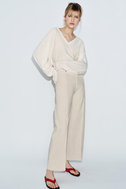 ZARA ДЖИНСЫ WIDE LEG С ВЫСОКОЙ ПОСАДКОЙ — ZW COLLECTION, ПЕСОЧНЫЙ