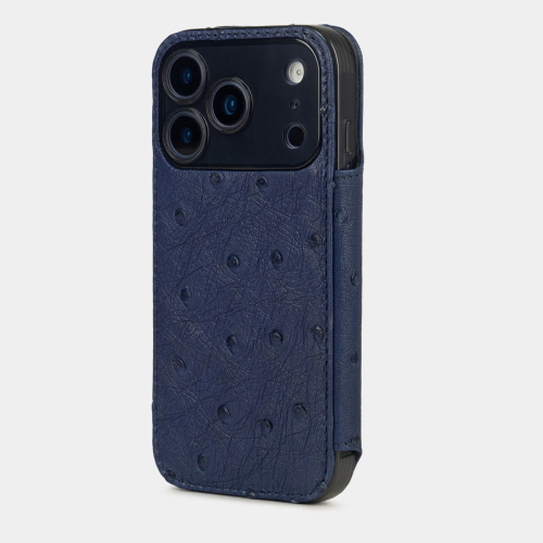 Чехол-книжка для iPhone 17 Pro - кожа страуса, синий
