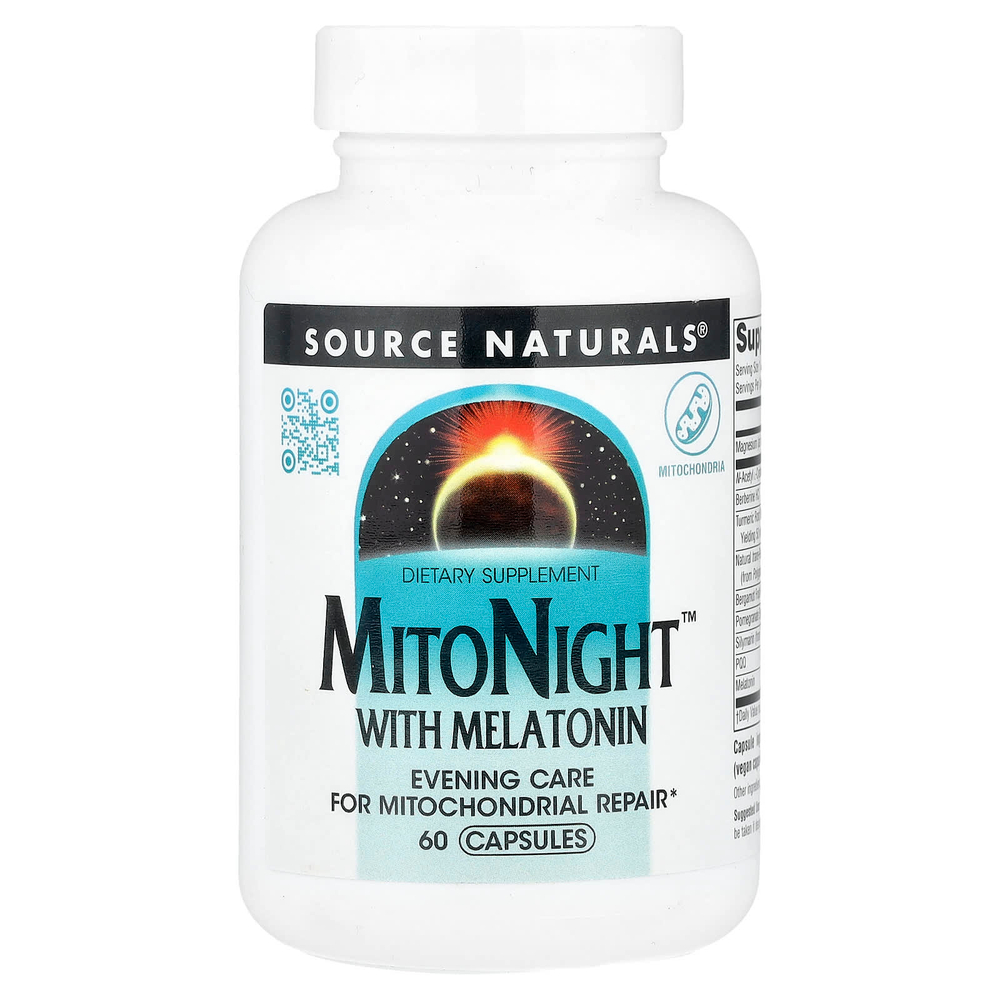 Source Naturals, MitoNight™ с мелатонином, 60 капсул