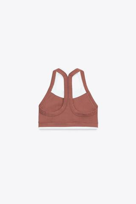 ZARA СПОРТИВНЫЙ ТОП С ЭФФЕКТОМ ДВОЙНОГО, МЯГКИЙ РОЗОВЫЙ