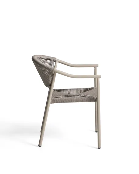 Уличный стул Livadia из алюминия цвета таупе и веревки