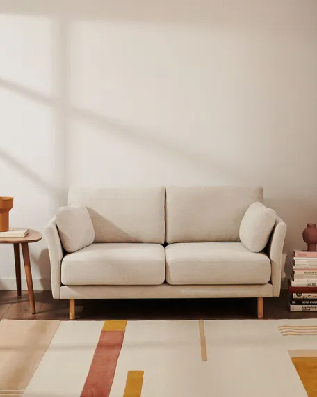 Двухместный диван Gilma 170 см, бежевый, светлые ножки