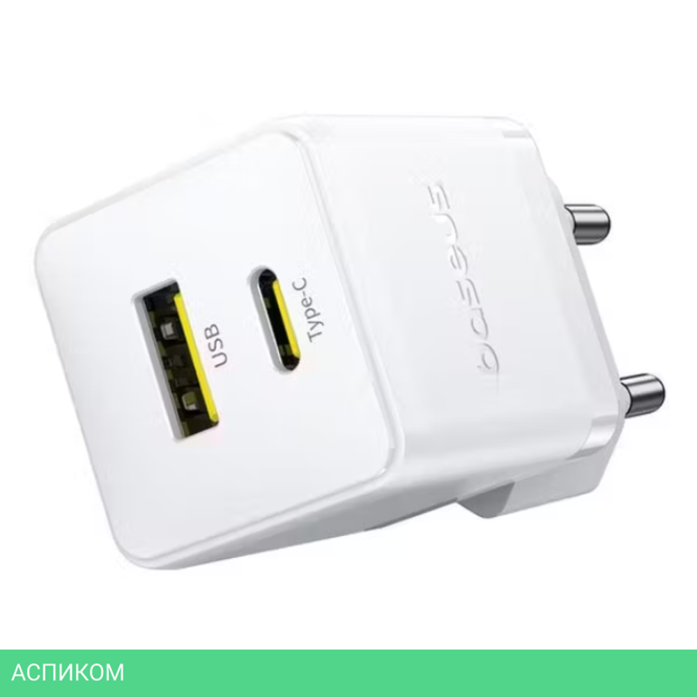 Сетевое зарядное устройство Baseus Palm C+U 30W EU Moon White (P1011160A213-00)