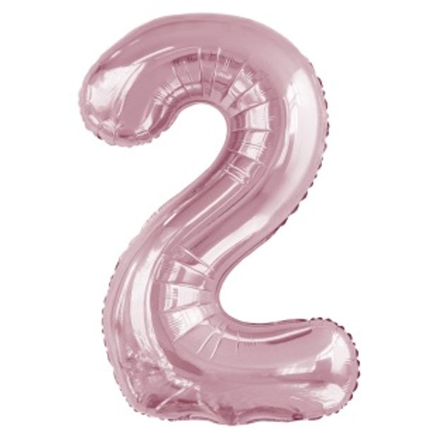 К Шар 34'' / 86 см "Цифра 2" Slim Светло розовый (БГ-60)
