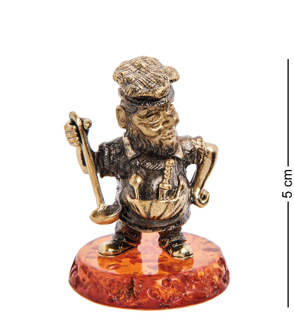 Народные промыслы AM-2956 Фигурка «Повар» (латунь, янтарь)