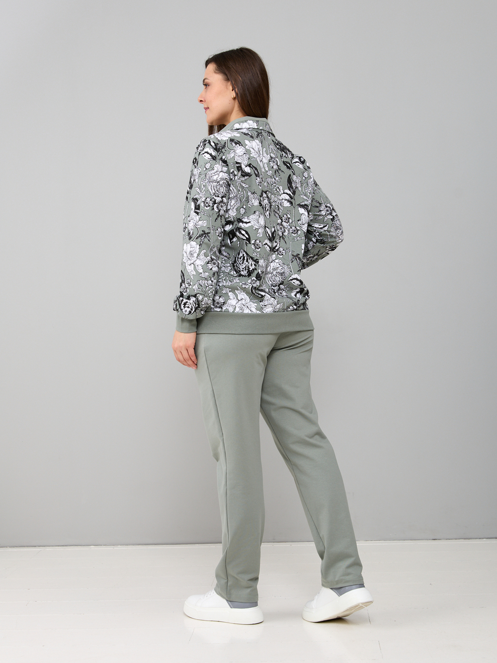 Костюм с брюками КБ-184/оливка-тюльпаны