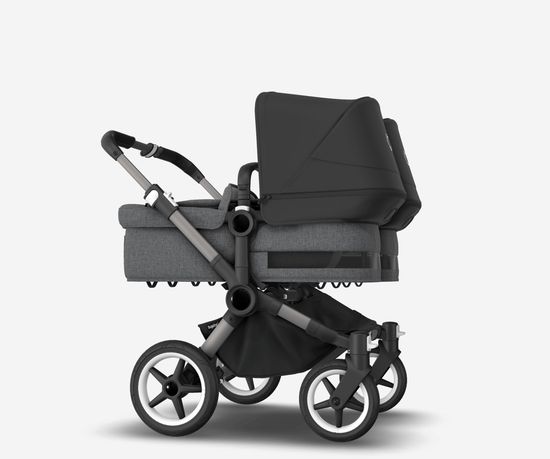 Коляска для двойни 2 в 1 Bugaboo Donkey 5 Twin Midnight black/Grey melange/Graphite