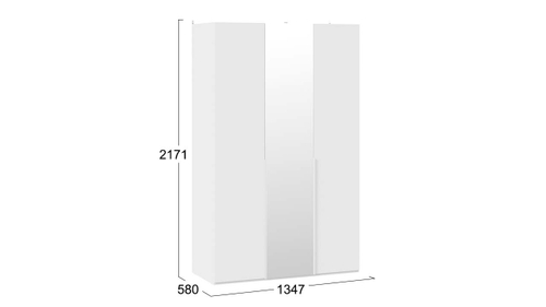 Шкаф для одежды (580) с 2 глухими и 1 зеркальной дверями «Порто»