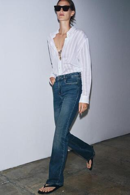 ZARA ДЖИНСЫ BOOTCUT С ВЫСОКОЙ ПОСАДКОЙ — ZW COLLECTION, ВЫЦВЕТШИЙ СИНИЙ