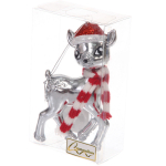 Елочная игрушка «Оленёнок в шапочке» 7*4*13 см, Серебро